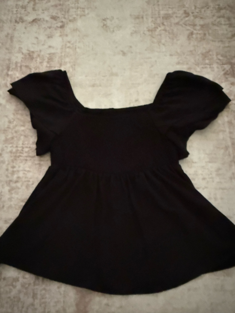 SHEIN Black Square Neck Flutter Sleeve Tunic